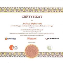 certyfikat andrzej dąbrowski