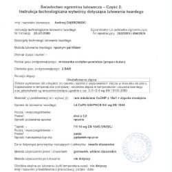 świadectwo egzaminu lutowacza