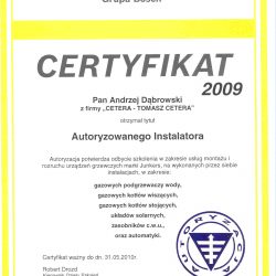 certyfikat junkers 2009