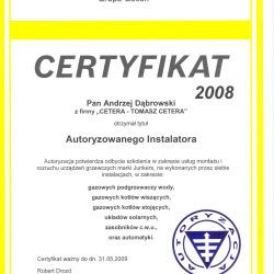 certyfikat junkers 2008