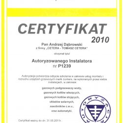 certyfikat junkers 2010